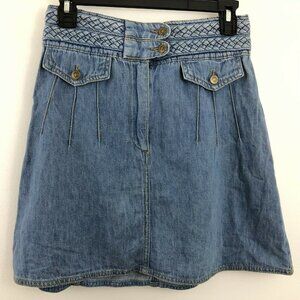 Free People Womens Denim Skirt Size 2 Braided Boho